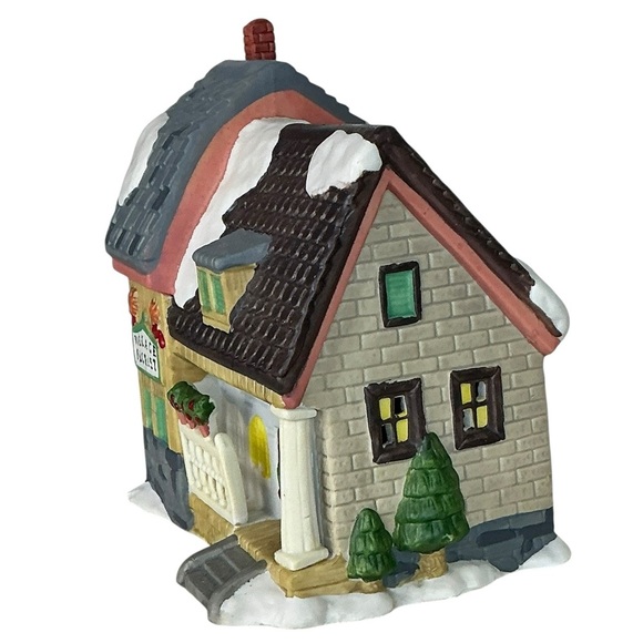 Vintage Christmas Village Florist Porcelain Winter Valley Cottage Lighted House - Picture 7 of 16